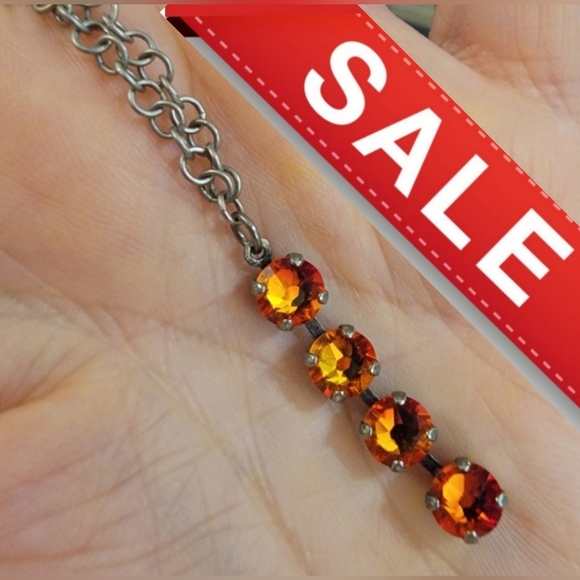 #Sabika Spring 2022 4-Stone Necklace Brilliant Stone Color Orange/Apricot #NWOT - Picture 1 of 8